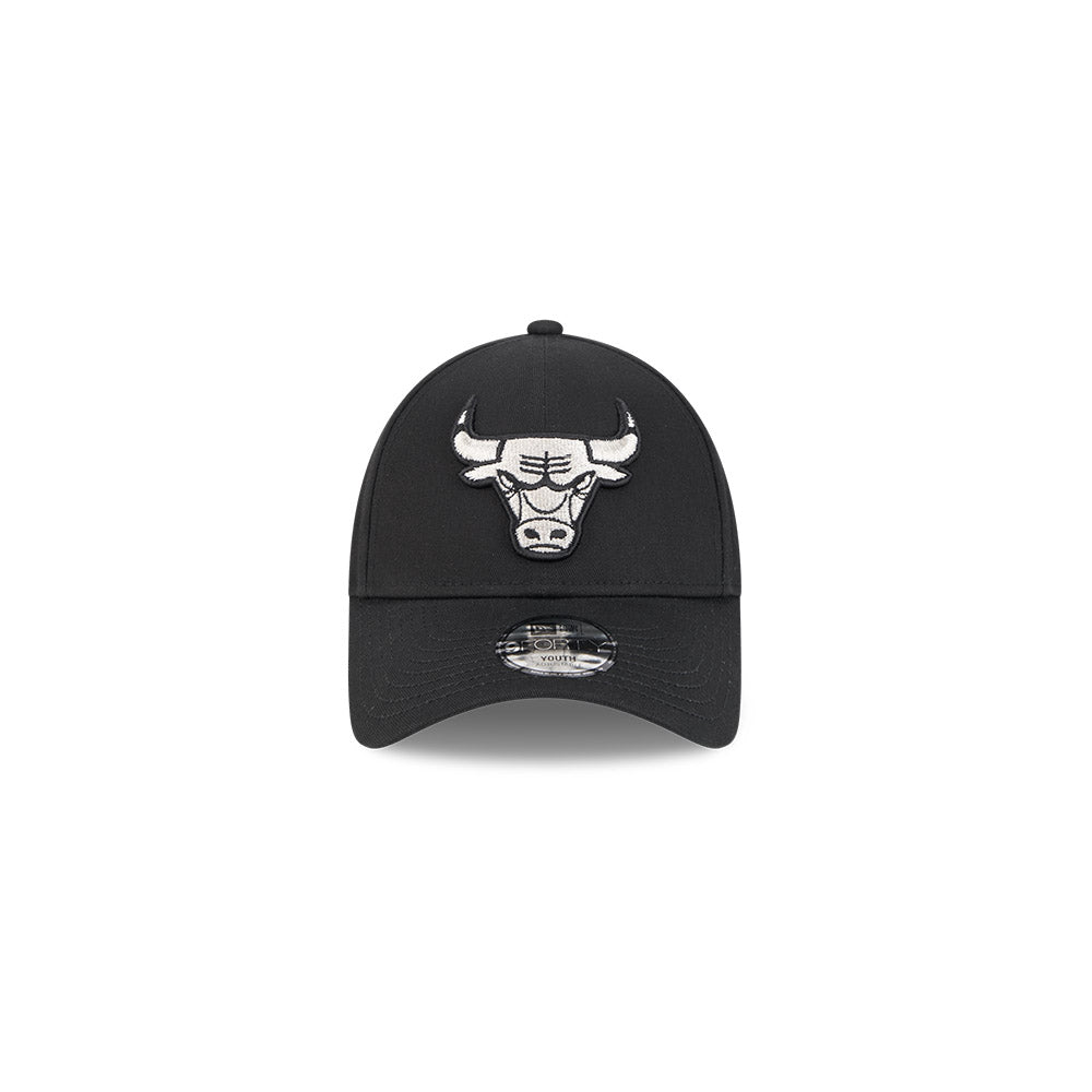 Chicago Bulls Youth Kids Hat - Black Metallic 9Forty Kids NBA Snapback Cap - New Era